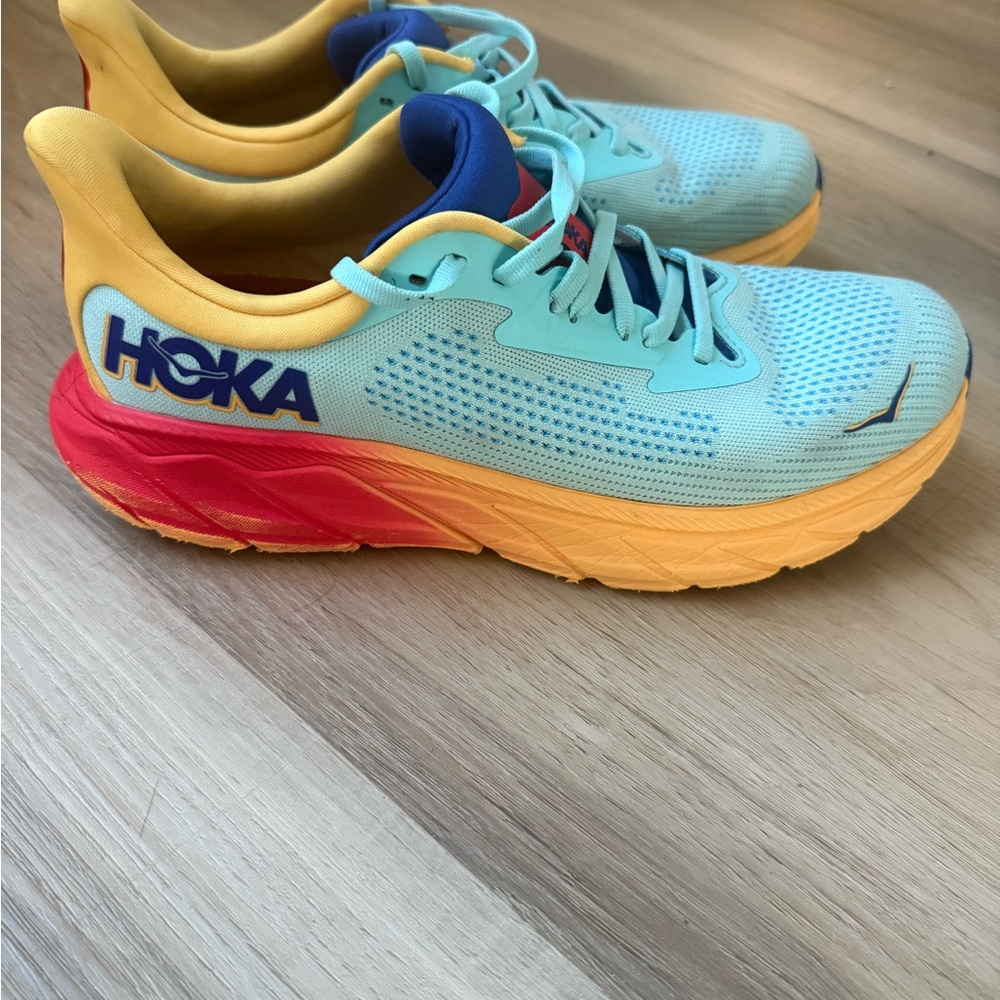 Hoka Blue and Yellow Sneakers with Cushioned Midsoles